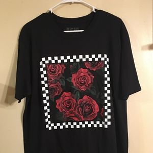 Rose and checker board t shirt